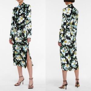 Tom Ford Floral Print Long Sleeve Midi Dress‎ Size 44